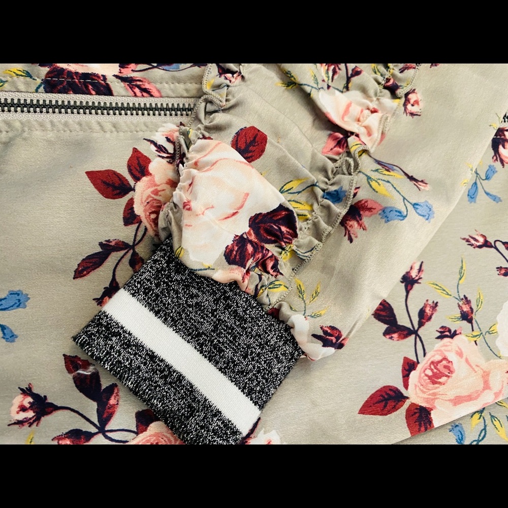 Floral Printed Bomber Jacket by BKE Gimmicks